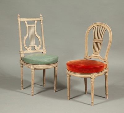 Lot 175 - Two Pairs of Louis XVI Style Painted Wood Side Chairs