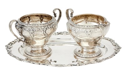 Lot 233 - American Sterling Silver Cream and Sugar Set on Associated Tray