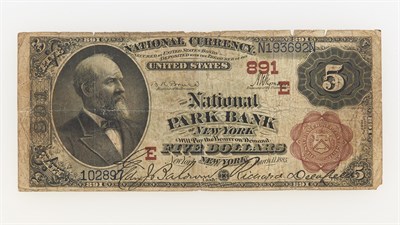 Lot 1007 - United States 1882 $5 National Series 2 Brown...