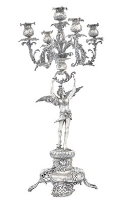 Lot 102 - Continental Silver Figural Five-Light Candelabrum