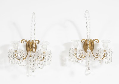 Lot 125 - Pair of George III Style Gilt-Bronze and Cut-Glass Wall Lights