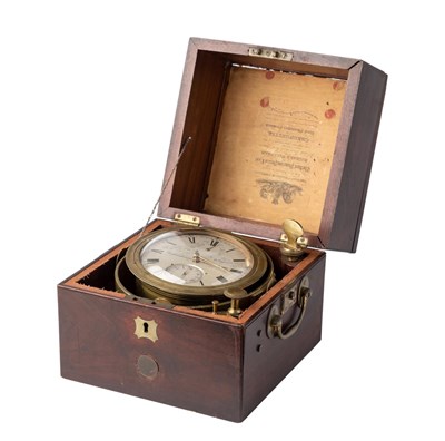 Lot 1071 - Richard Widenham Mahogany Cased 8-Day Brass Chronometer