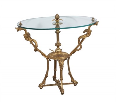 Lot 245 - Neoclassical Style Gilt Bronze and Glass Side Table