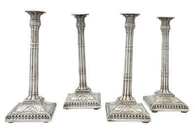 Lot 17 - Set of Four George III Sterling Silver Candlesticks