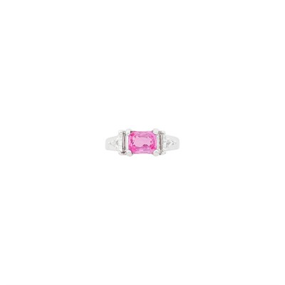 Lot 85 - White Gold, Pink Sapphire and Diamond Ring