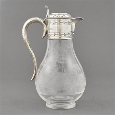 Lot 214 - Victorian Sterling Silver Mounted Engraved Glass Claret Jug