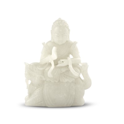 Lot 480 - A Chinese White Jade Buddhist Carving