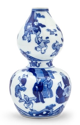 Lot 105 - A Chinese Blue and White Double-Gourd Vase