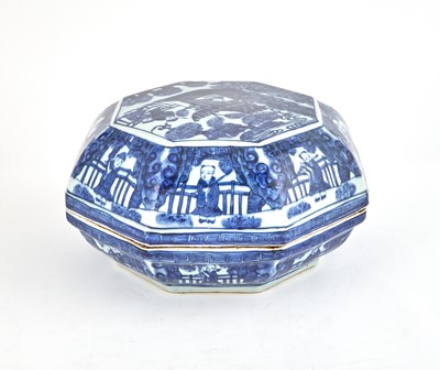 Lot 65 - A Chinese Blue and White Porcelain Box and Cover