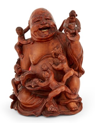 Lot 180 - A Chinese Boxwood Carving of Budai