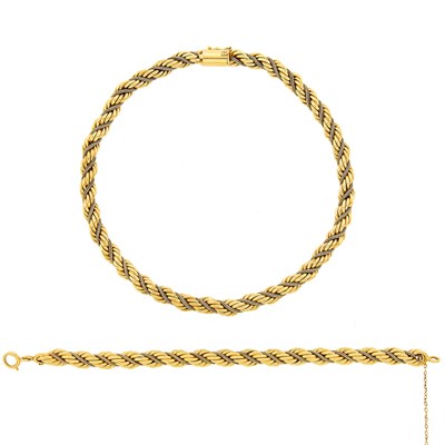 Lot 2059 - Gold Rope-Twist Necklace and Bracelet