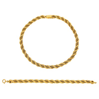 Lot 1169 - Gold Rope-Twist Necklace and Bracelet