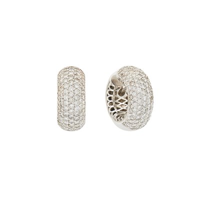 Lot 1126 - Pair of White Gold and Diamond Huggie Earrings