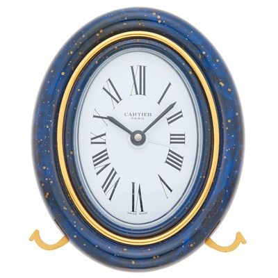 Lot 1247 - Cartier Paris Gilt-Metal and Enamel Desk Clock