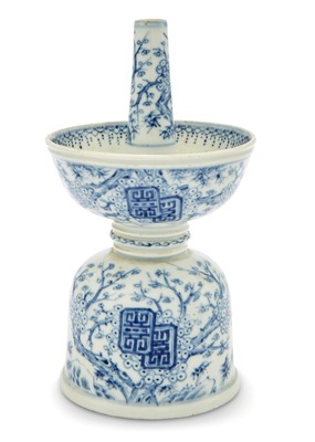Lot 182 - A Chinese Blue and White Porcelain Joss Stick Holder