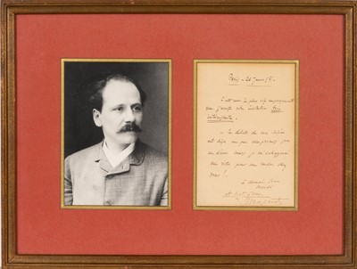Lot 5152 - A note signed by the composer Jules Émile Frédéric Massenet