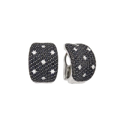 Lot 82 - Roberto Coin Pair of White Gold, Black Sapphire and Diamond Earclips