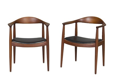 Lot 540 - Pair of Hans Wegner Upholstered Teak "The Chair" Armchairs