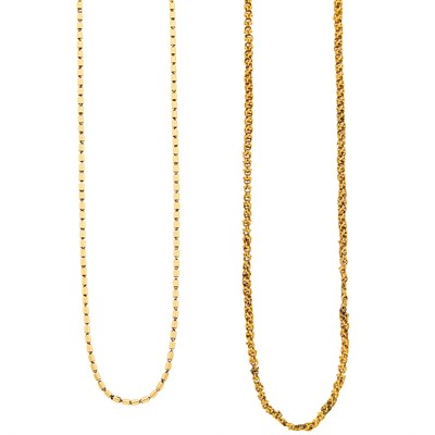 Lot 1090 - Two Gold Chain Necklaces