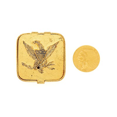 Lot 1062 - Gold Indian Head Liberty Coin with Gilt-Metal Eagle Box