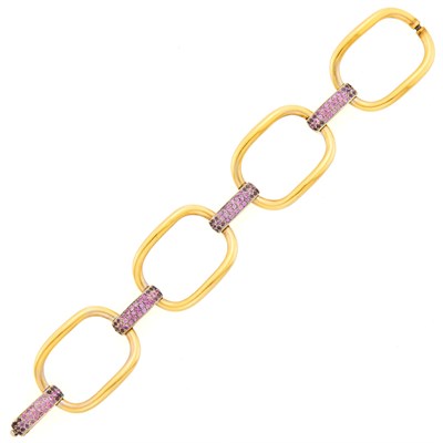 Lot 1087 - Attributed to Ileana Makri Gold, Pink and Purple Sapphire Link Bracelet