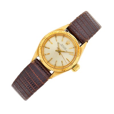 Lot 1260 - Rolex Lady's Gold 'Oyster Perpetual' Wristwatch with Gold Bracelet