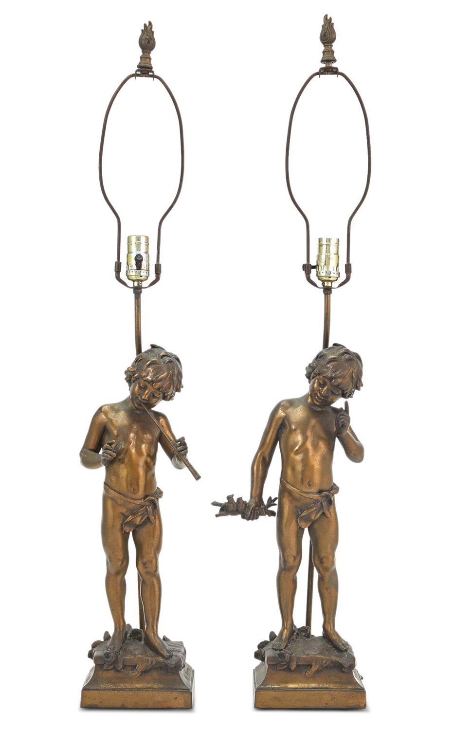 Lot 274 - Pair of Bronze Figural Lamps