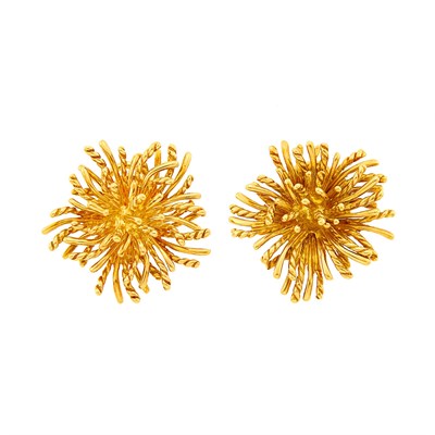 Lot 1031 - Tiffany & Co. Pair of Gold 'Anemone' Earclips