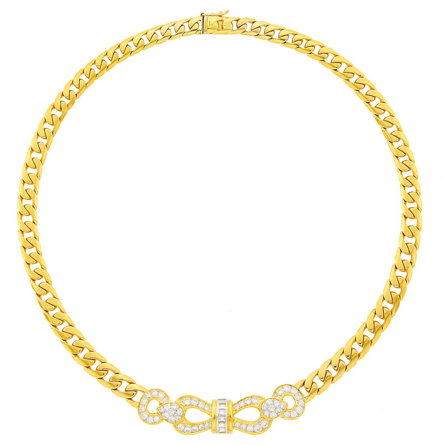 Lot 1113 - Gold and Diamond Curb Link Necklace
