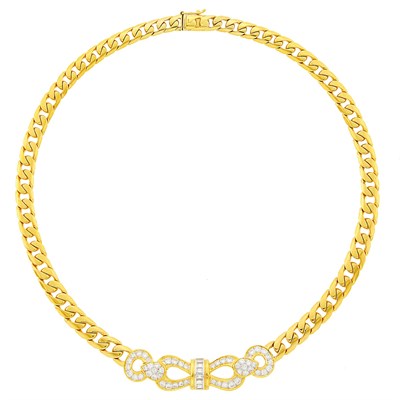 Lot 1113 - Gold and Diamond Curb Link Necklace