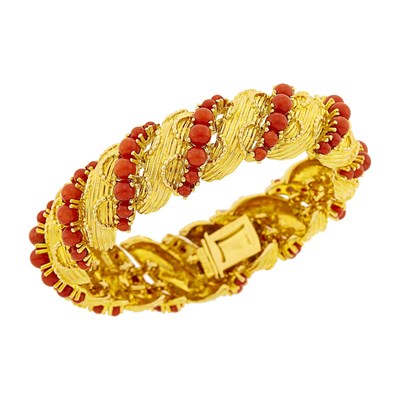 Lot 146 - Tiffany & Co. Gold and Coral Bracelet