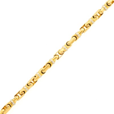 Lot 1081 - Two-Color Gold Link Bracelet