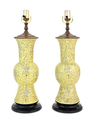 Lot 255 - Pair of Chinese Style Yellow and White...