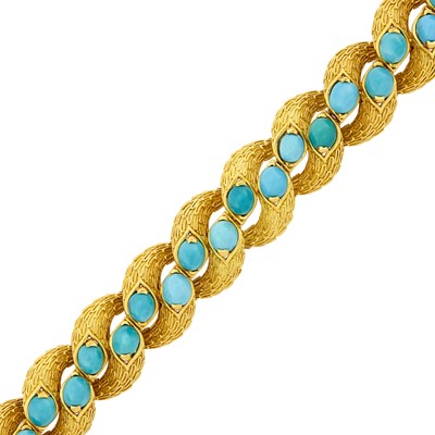 Lot 138 - Cartier Gold and Turquoise Bracelet