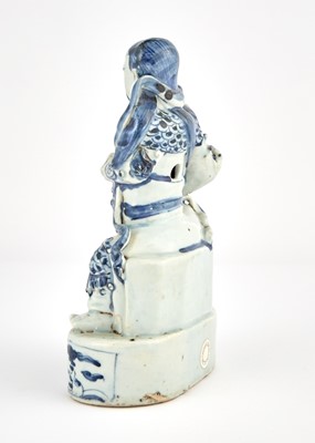 Lot 366 - A Chinese Blue and White Porcelain Figure of a Guandi