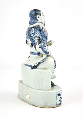 Lot 366 - A Chinese Blue and White Porcelain Figure of a Guandi