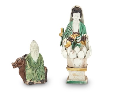 Lot 165 - Two Chinese Famille Verte Biscuit Porcelain Figures