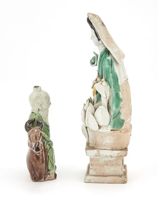 Lot 165 - Two Chinese Famille Verte Biscuit Porcelain Figures
