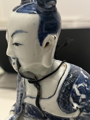 Lot 363 - A Chinese Blue and White Porcelain Figure of a Seated Immortal