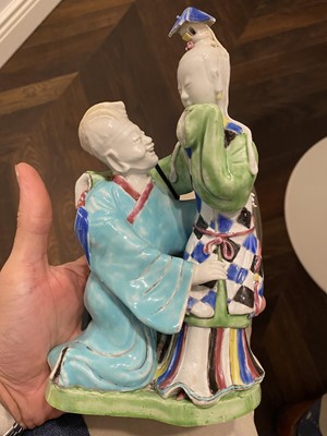 Lot 359 - Two Chinese Export Porcelain Figural Groups of Lovers