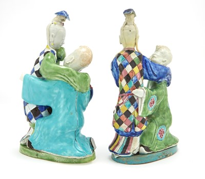 Lot 359 - Two Chinese Export Porcelain Figural Groups of Lovers