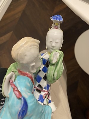 Lot 359 - Two Chinese Export Porcelain Figural Groups of Lovers