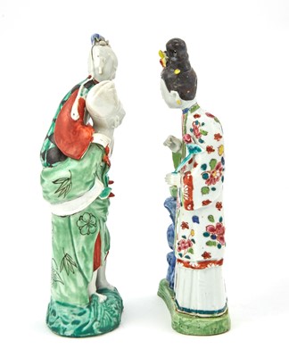 Lot 360 - Two Chinese Enameled Porcelain Figural Groups