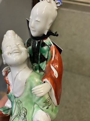 Lot 360 - Two Chinese Enameled Porcelain Figural Groups