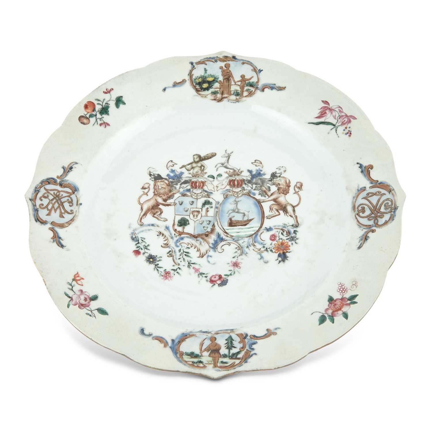 Lot 375 - A Chinese Export Porcelain Dutch Market Armorial Plate