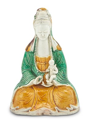 Lot 148 - A Chinese Famille Verte Porcelain Figure of Guanyin