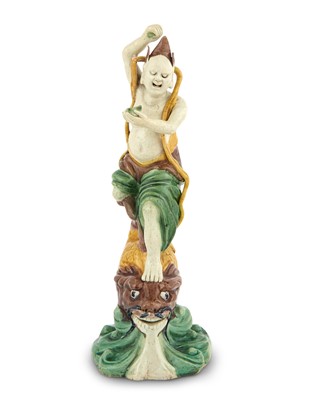 Lot 168 - A Chinese Famille Verte Biscuit Porcelain Figure of a Spirit