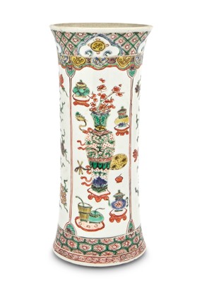 Lot 158 - A Chinese Famille Verte Porcelain Beaker Vase