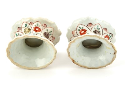 Lot 55 - A Pair of Chinese Export Porcelain Famille Verte Footed Salts