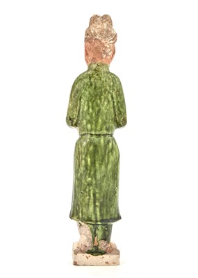 Lot 105 - A Chinese Green Glazed Pottery Figure of a Standing Attendant